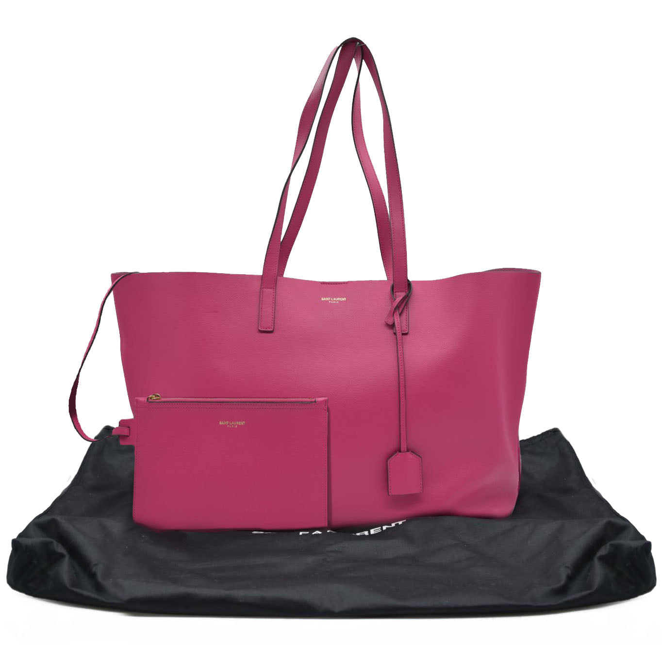 $1550 Saint Laurent Calfskin Large Shopping Tote Pink