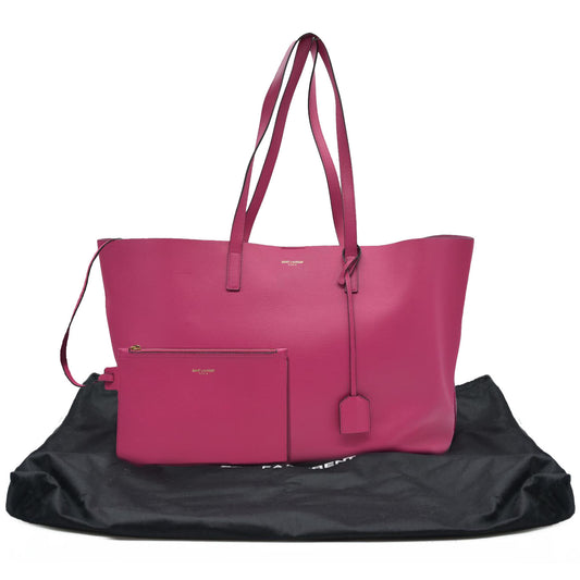 $1550 Saint Laurent Calfskin Large Shopping Tote Pink