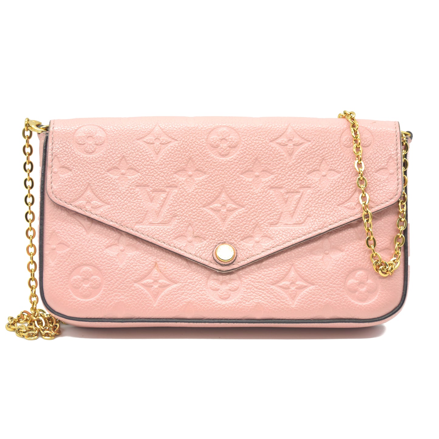 $1720 LOUIS VUITTON Empreinte Pochette Felicie Chain Wallet Rose Poudre