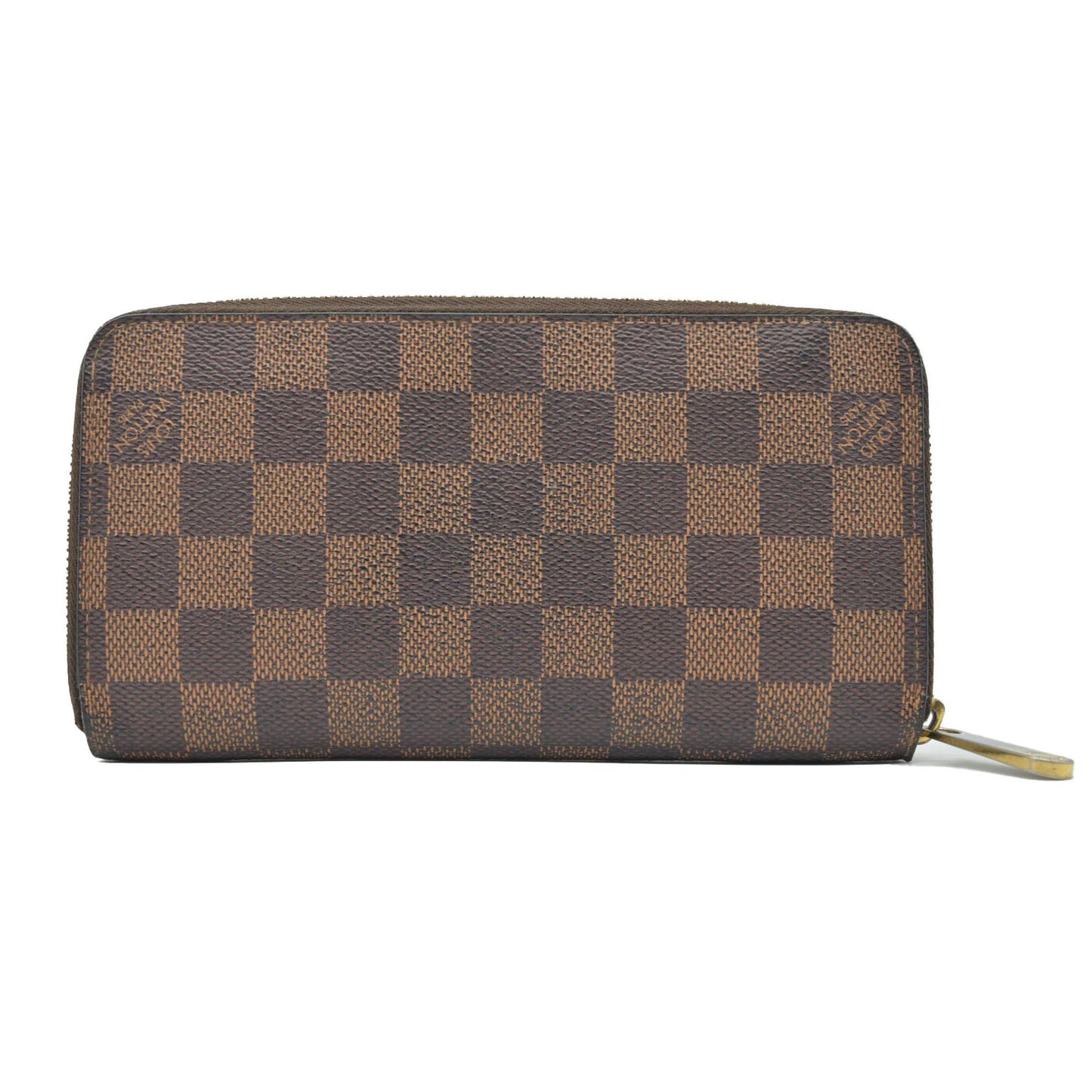 $915 2010  Louis Vuitton Damier Zippy Zip Around Long Wallet Purse Brown CA3120