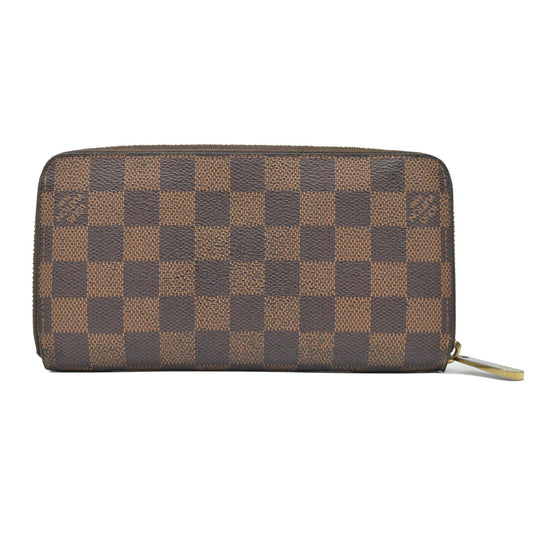 $915 2010  Louis Vuitton Damier Zippy Zip Around Long Wallet Purse Brown CA3120