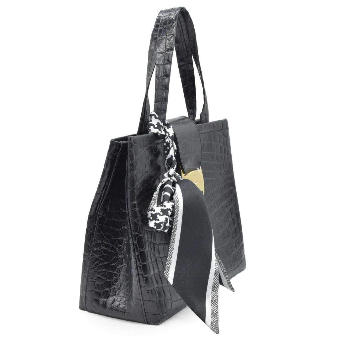 $1200 Salvatore Ferragamo Vara Embossed Leather Shoulder Bag in Black CONSIGNMENT