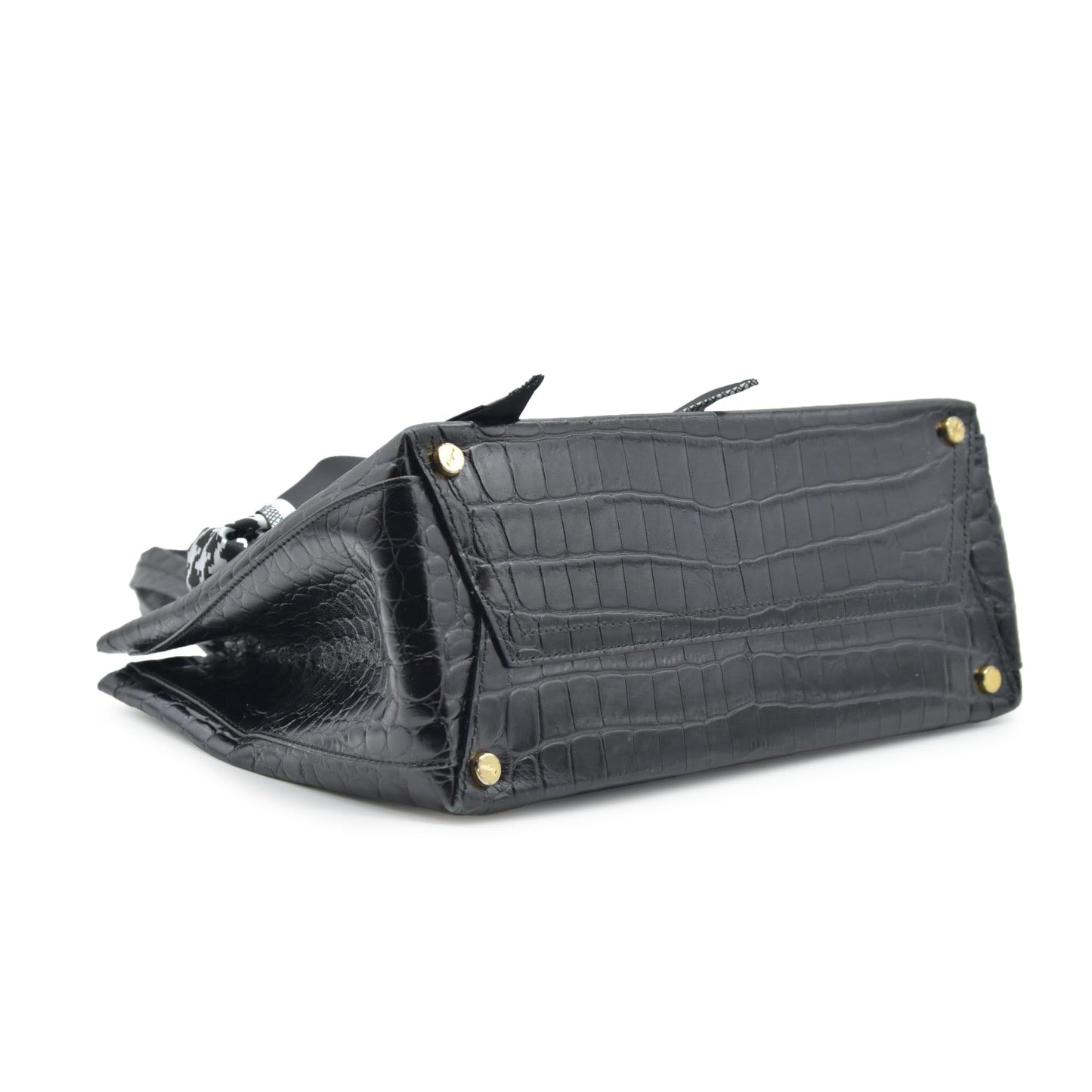 $1200 Salvatore Ferragamo Vara Embossed Leather Shoulder Bag in Black CONSIGNMENT