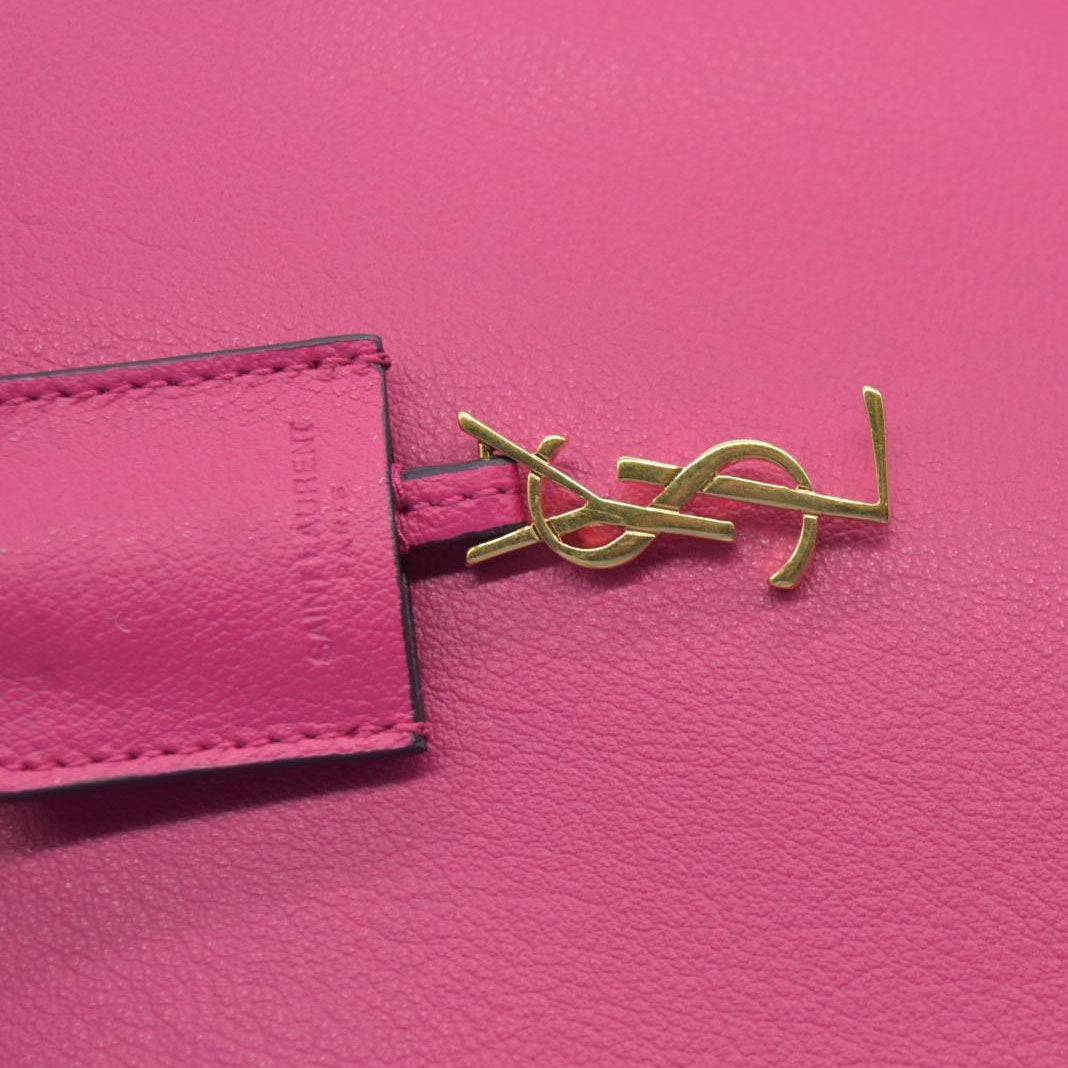 $1550 Saint Laurent Calfskin Large Shopping Tote Pink