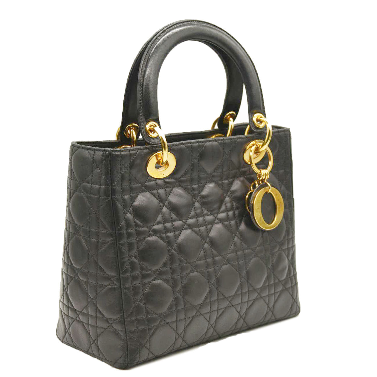 CHRISTIAN DIOR Cannage Medium Lady Dior Black