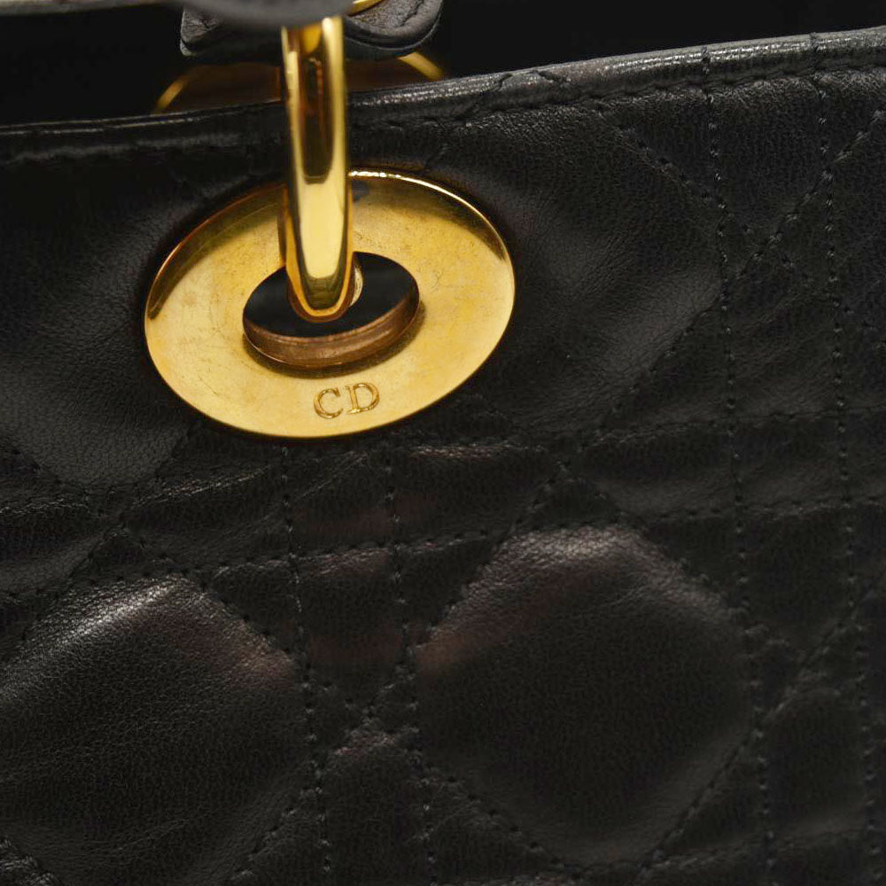 CHRISTIAN DIOR Cannage Medium Lady Dior Black