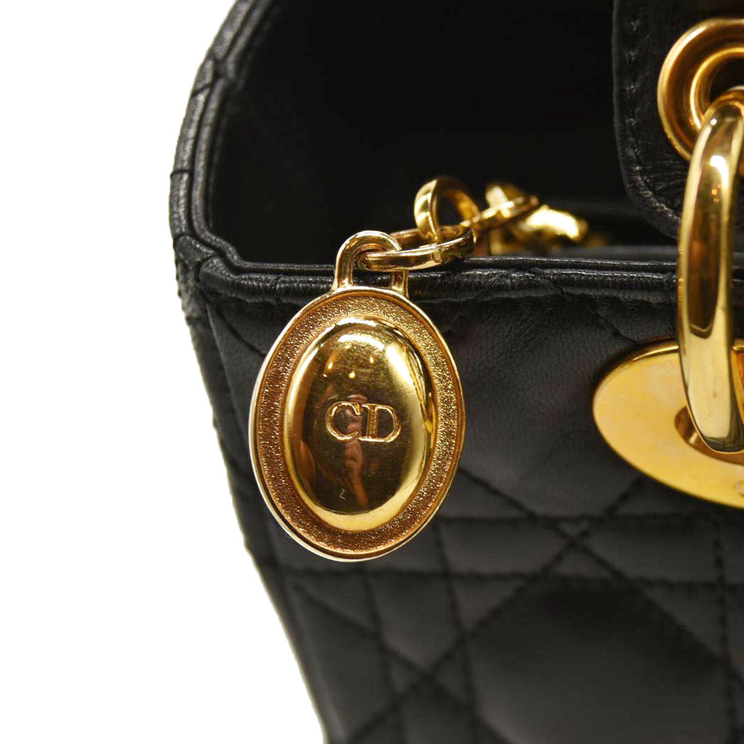 CHRISTIAN DIOR Cannage Medium Lady Dior Black