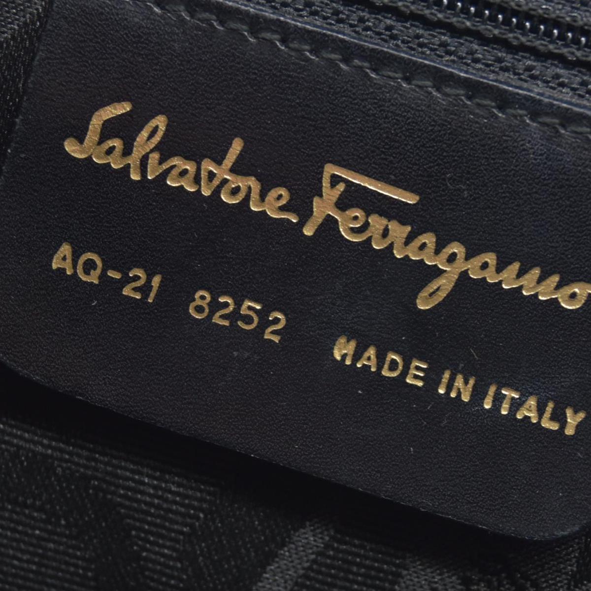 $1200 Salvatore Ferragamo Vara Embossed Leather Shoulder Bag in Black CONSIGNMENT