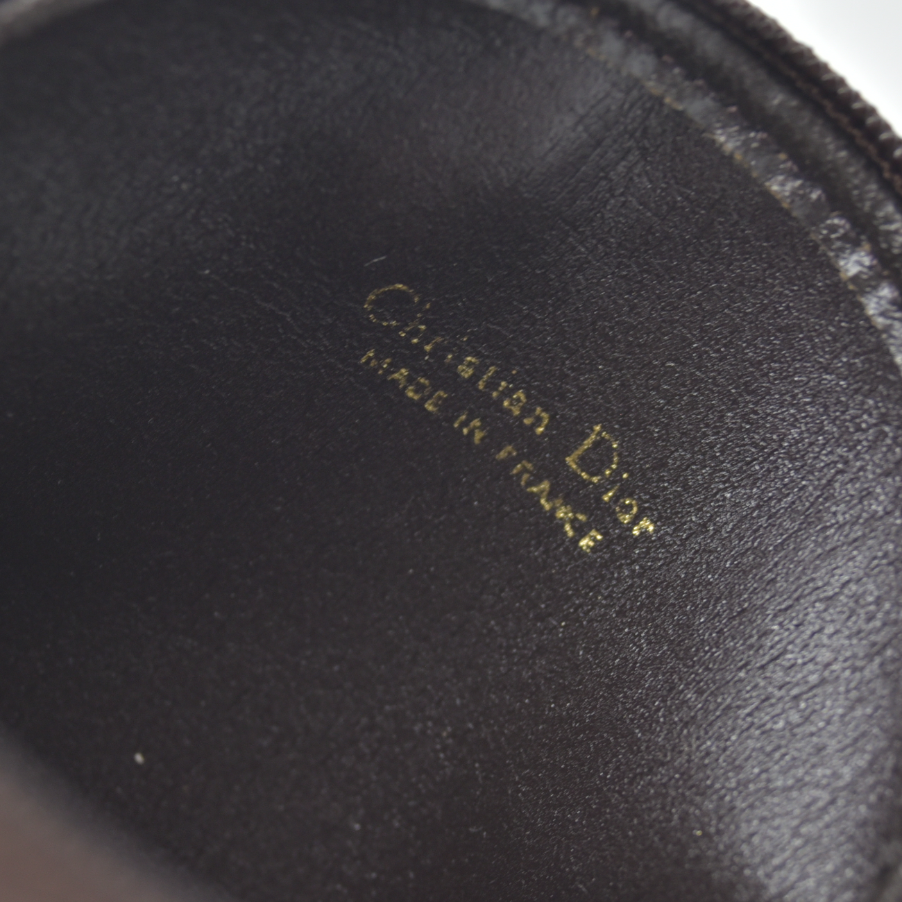 $550 CHRISTIAN DIOR Oblique Trotter Canvas Round Coin Purse Brown