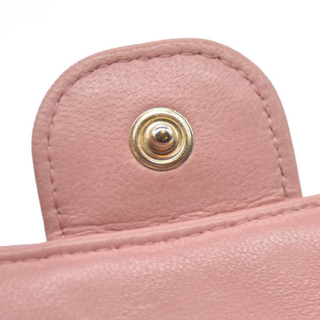 CHANEL $710 Quilted Matelasse CC Logo Lambskin 6 Ring Key Case Pink/7BH0171