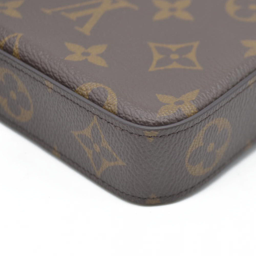 $1580 Louis Vuitton Monogram Pochette Felicie Chain Wallet Fuchsia FH4200