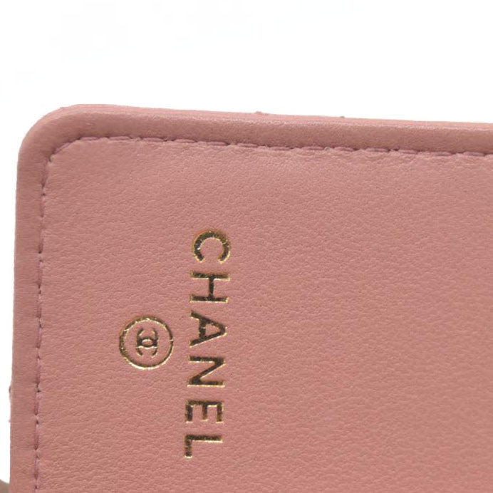 CHANEL $710 Quilted Matelasse CC Logo Lambskin 6 Ring Key Case Pink/7BH0171