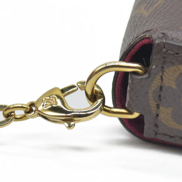 $1580 Louis Vuitton Monogram Pochette Felicie Chain Wallet Fuchsia FH4200