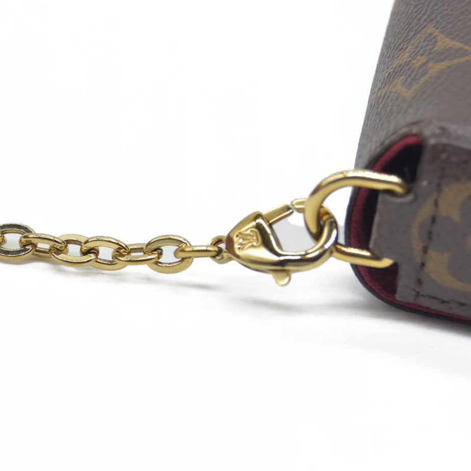 $1580 Louis Vuitton Monogram Pochette Felicie Chain Wallet Fuchsia FH4200