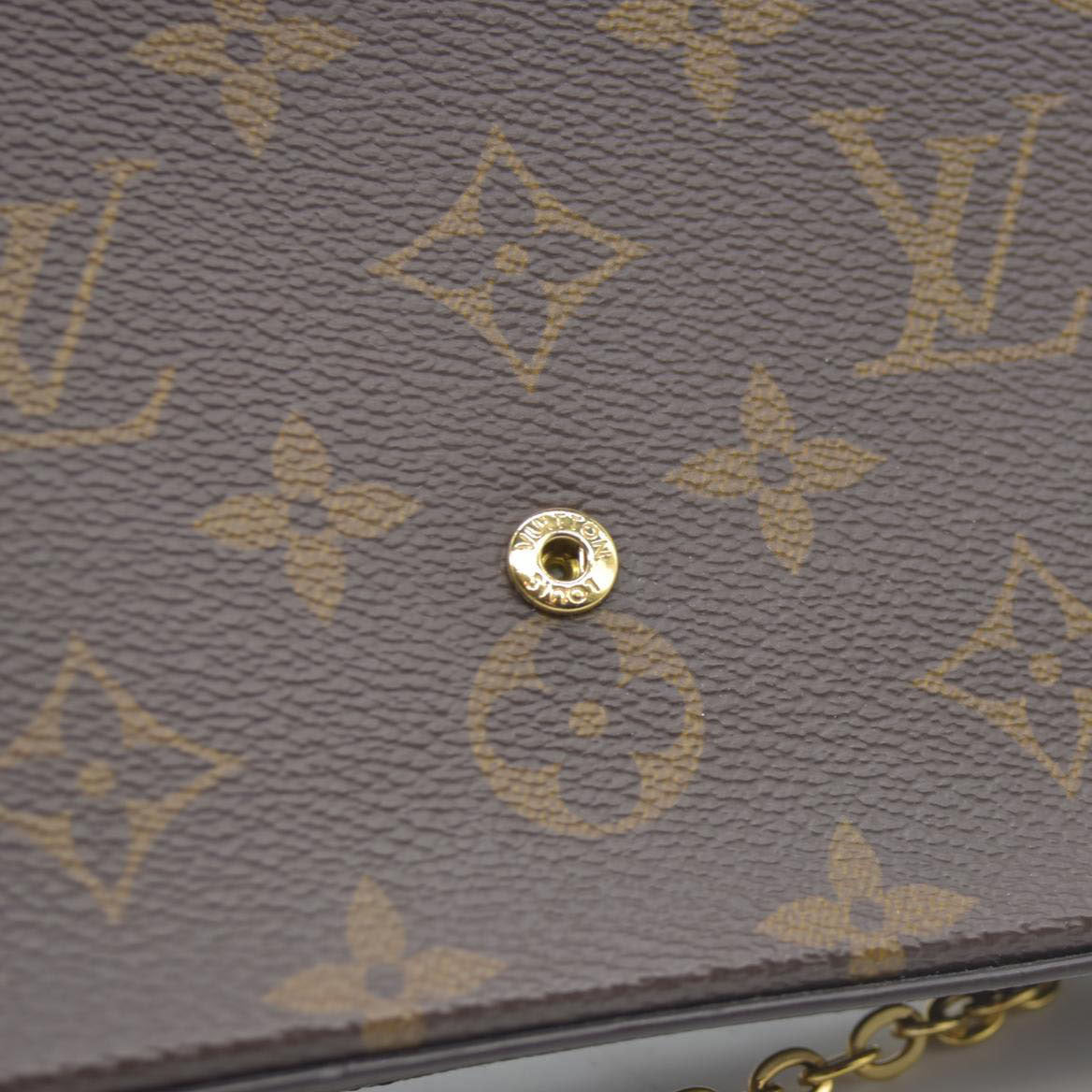 $1580 Louis Vuitton Monogram Pochette Felicie Chain Wallet Fuchsia FH4200