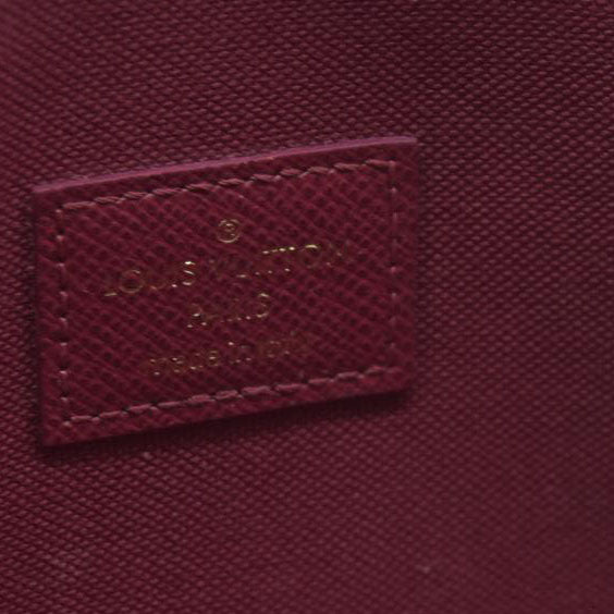 $1580 Louis Vuitton Monogram Pochette Felicie Chain Wallet Fuchsia FH4200
