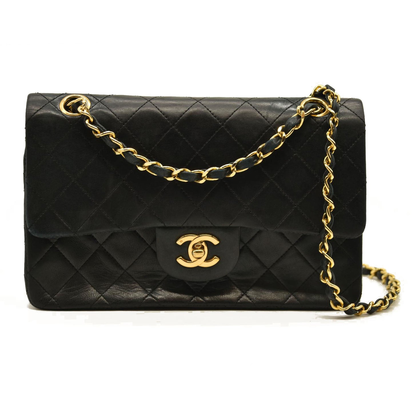 CHANEL Lambskin Quilted Small Double Flap Black 9 Series
