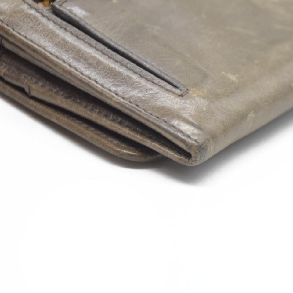 PRADA $625 Triangle Logo Leather Long Bifold Wallet Khaki/7BH0146