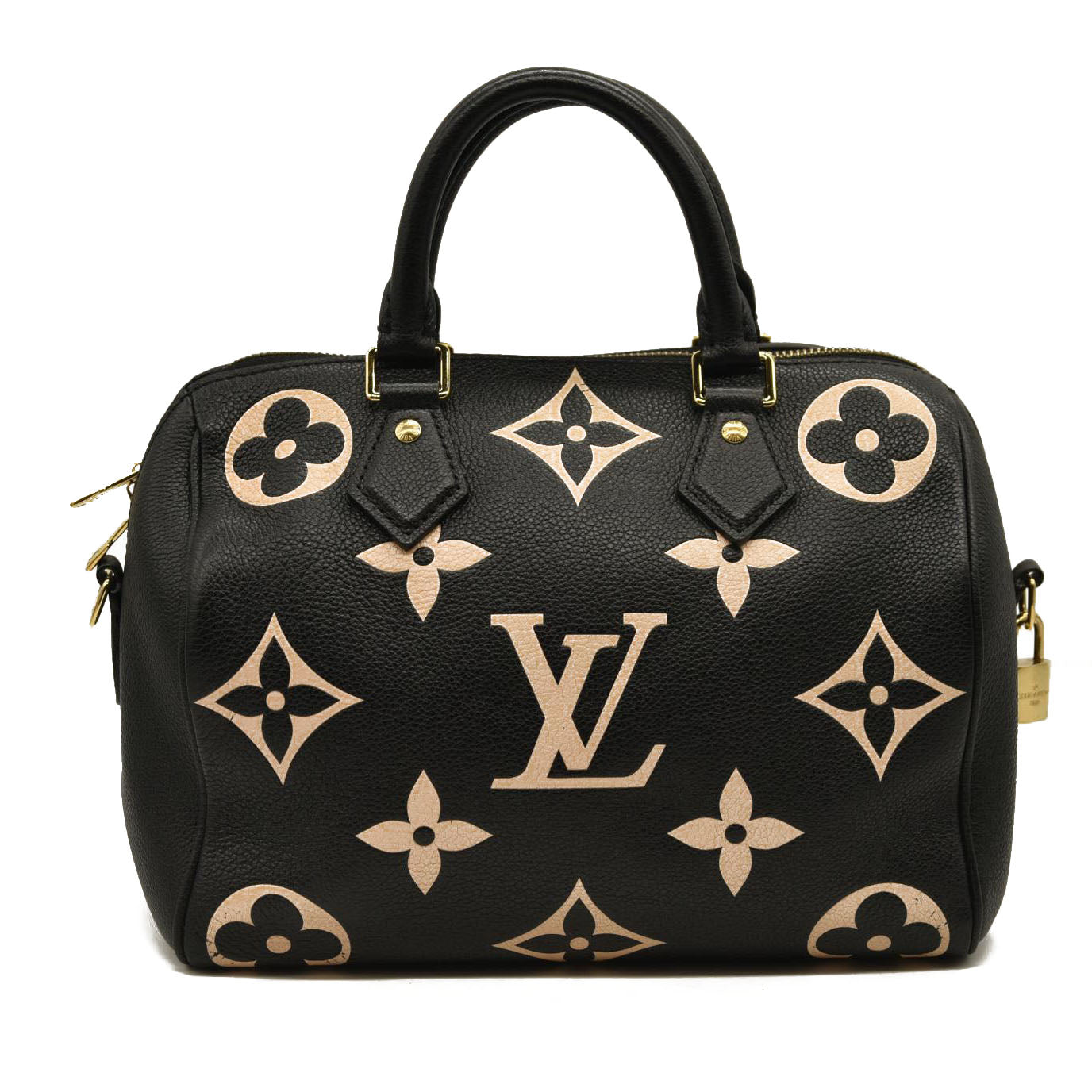 LOUIS VUITTON  Empreinte Monogram Giant Speedy Bandouliere 25 Black Beige RFID