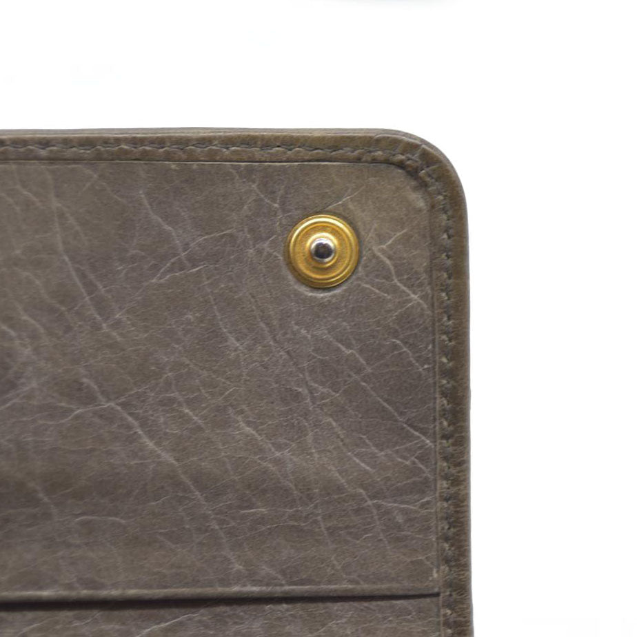 PRADA $625 Triangle Logo Leather Long Bifold Wallet Khaki/7BH0146