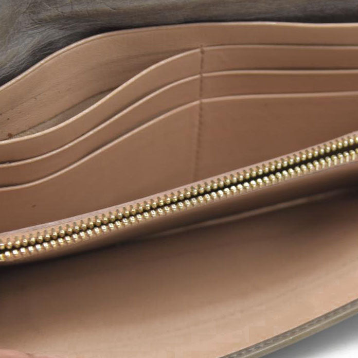 PRADA $625 Triangle Logo Leather Long Bifold Wallet Khaki/7BH0146