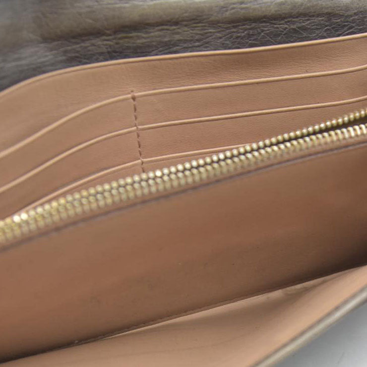 PRADA $625 Triangle Logo Leather Long Bifold Wallet Khaki/7BH0146