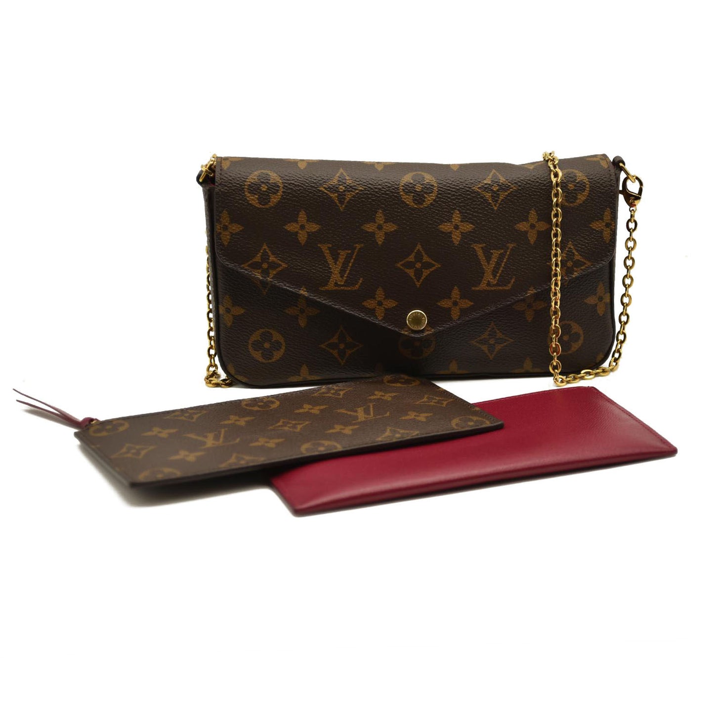 Louis Vuitton  Monogram Pochette Felicie Chain Wallet Fuchsia TJ4185