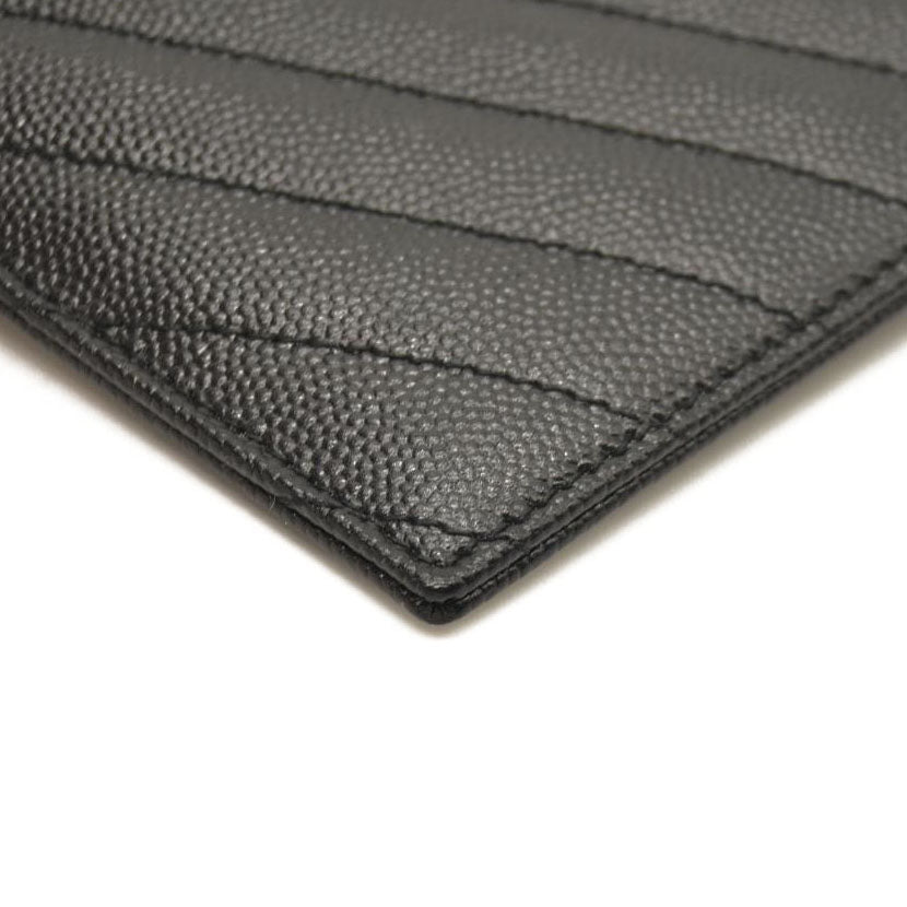 SAINT LAURENT Grain De Poudre Chevron Monogram Large Bill Pouch Black