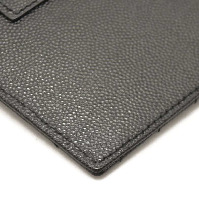 SAINT LAURENT Grain De Poudre Chevron Monogram Large Bill Pouch Black