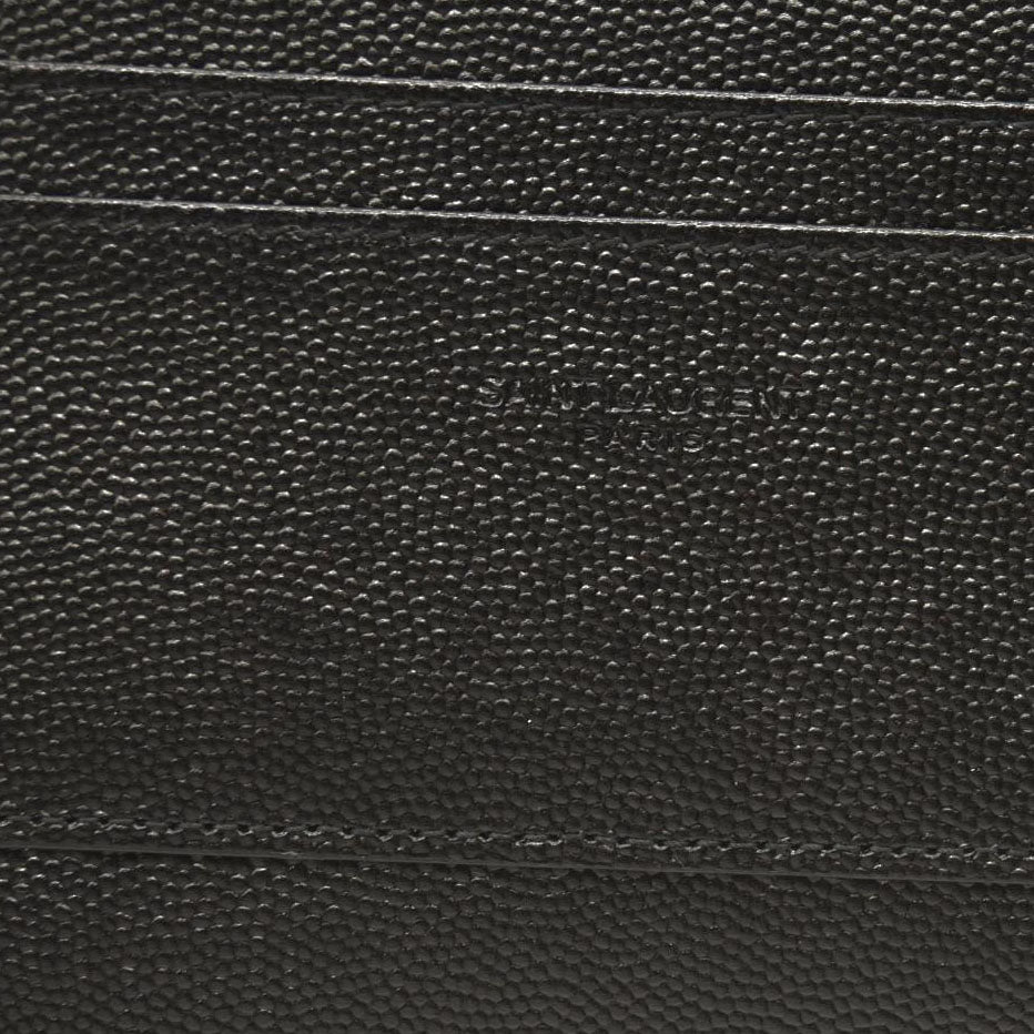 SAINT LAURENT Grain De Poudre Chevron Monogram Large Bill Pouch Black
