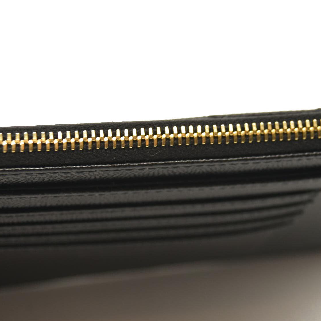 SAINT LAURENT Grain De Poudre Chevron Monogram Large Bill Pouch Black