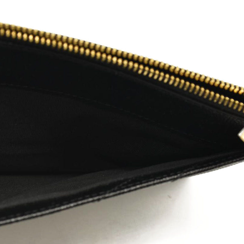 SAINT LAURENT Grain De Poudre Chevron Monogram Large Bill Pouch Black