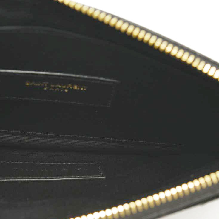 SAINT LAURENT Grain De Poudre Chevron Monogram Large Bill Pouch Black