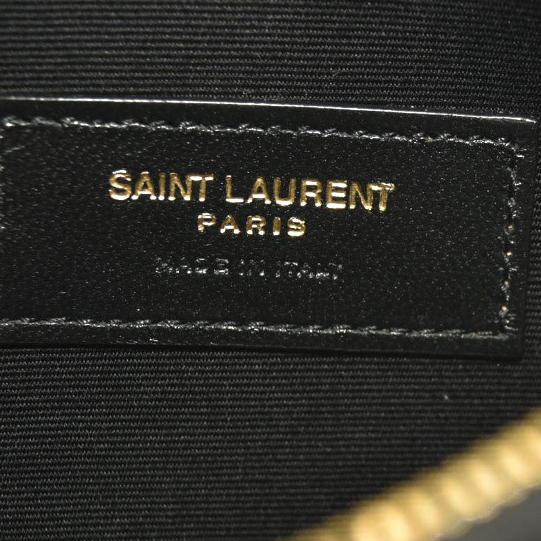 SAINT LAURENT Grain De Poudre Chevron Monogram Large Bill Pouch Black