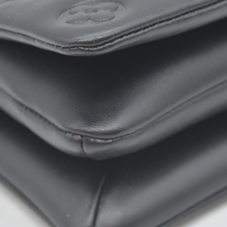 $3150 Louis Vuitton  Lambskin Embossed Monogram Pochette Coussin Black RFID