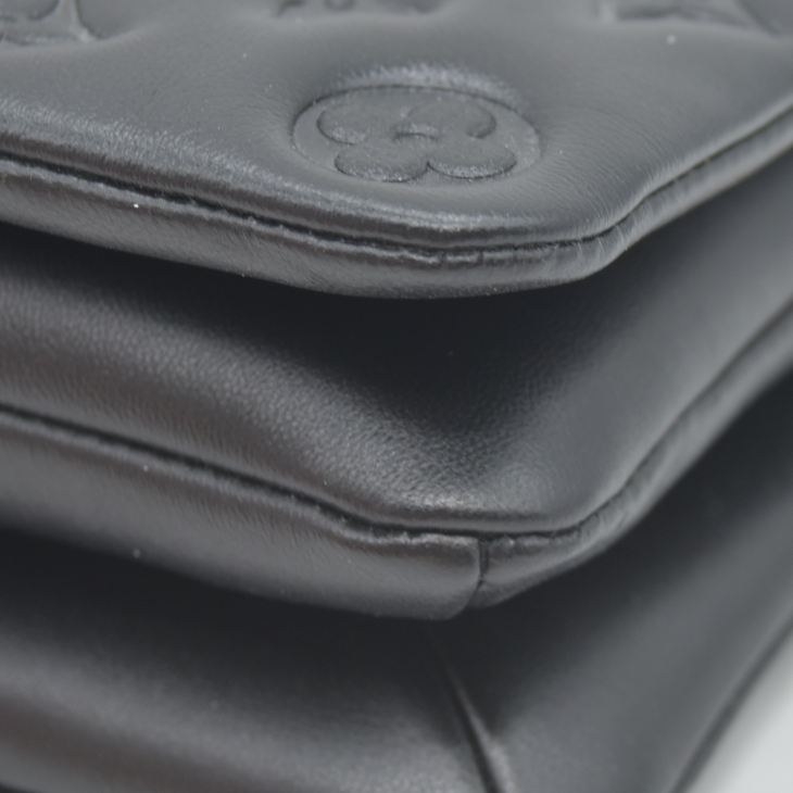 $3150 Louis Vuitton  Lambskin Embossed Monogram Pochette Coussin Black RFID