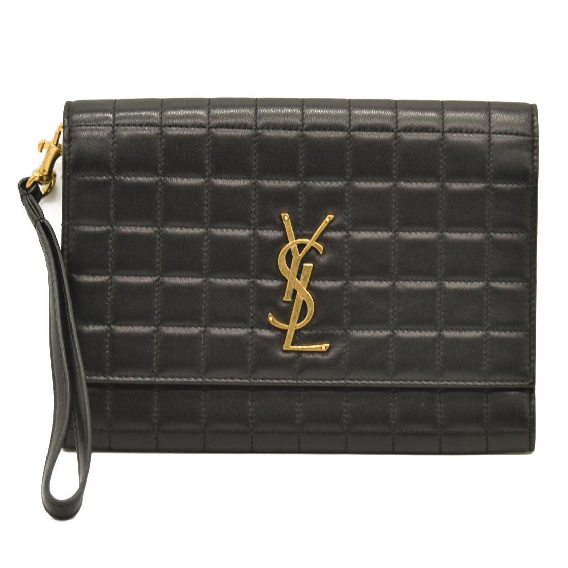 SAINT LAURENT Cassandra Quilted Leather Pouch Black