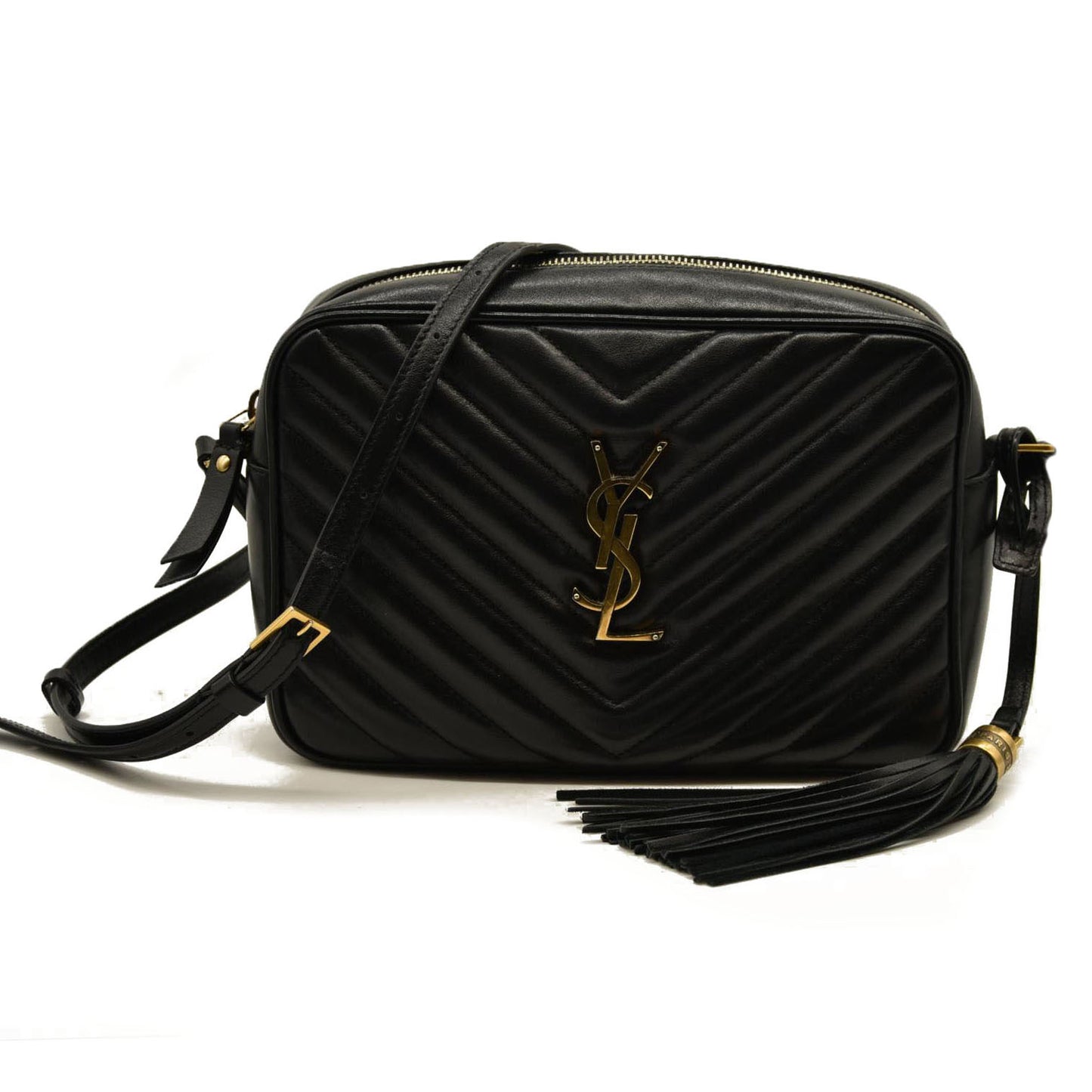 Saint Laurent  Calfskin Matelasse Monogram Lou CameraBag Black