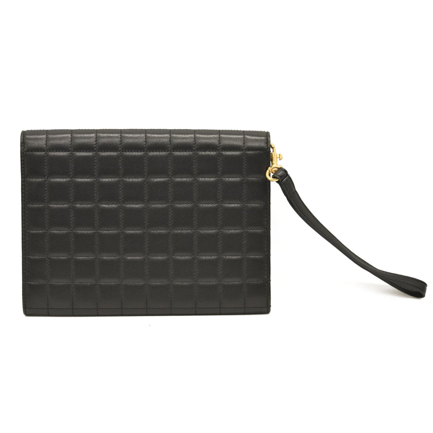 SAINT LAURENT Cassandra Quilted Leather Pouch Black