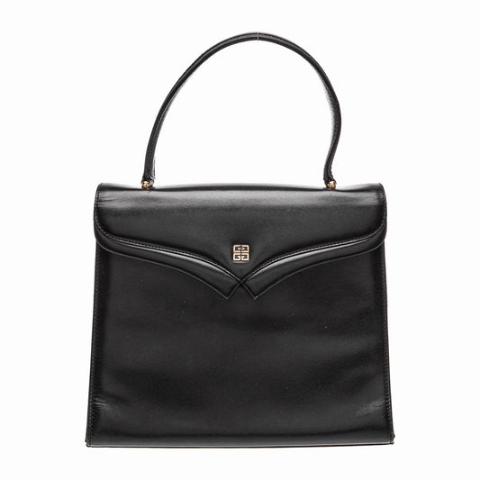 $1350 GIVENCHY Smooth Calfskin 4G Logo Flap Top Handle Bag Black CONSIGNMENT 10021220