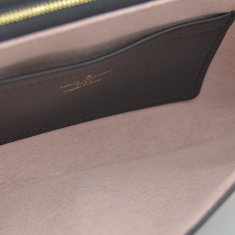 $3150 Louis Vuitton  Lambskin Embossed Monogram Pochette Coussin Black RFID