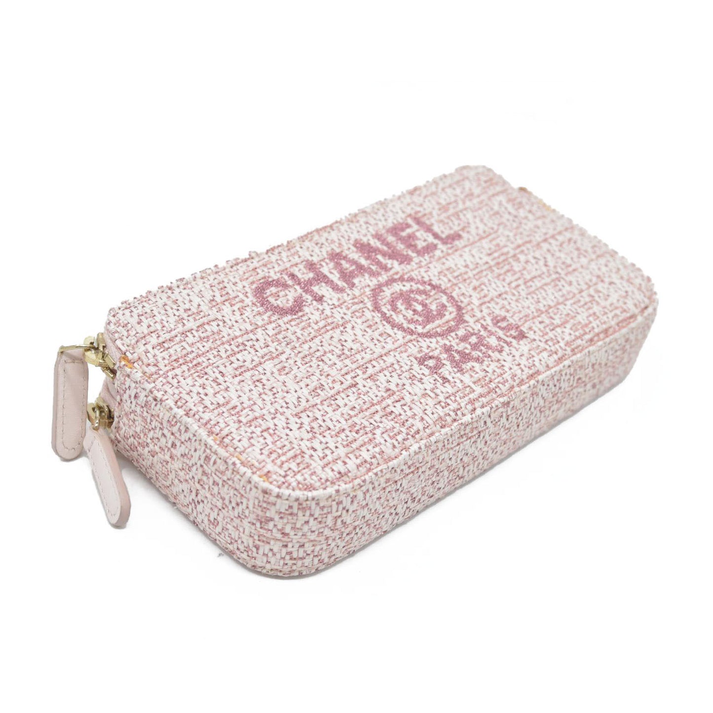 $4500 Chanel  Canvas Small Deauville Clutch With Chain Pink