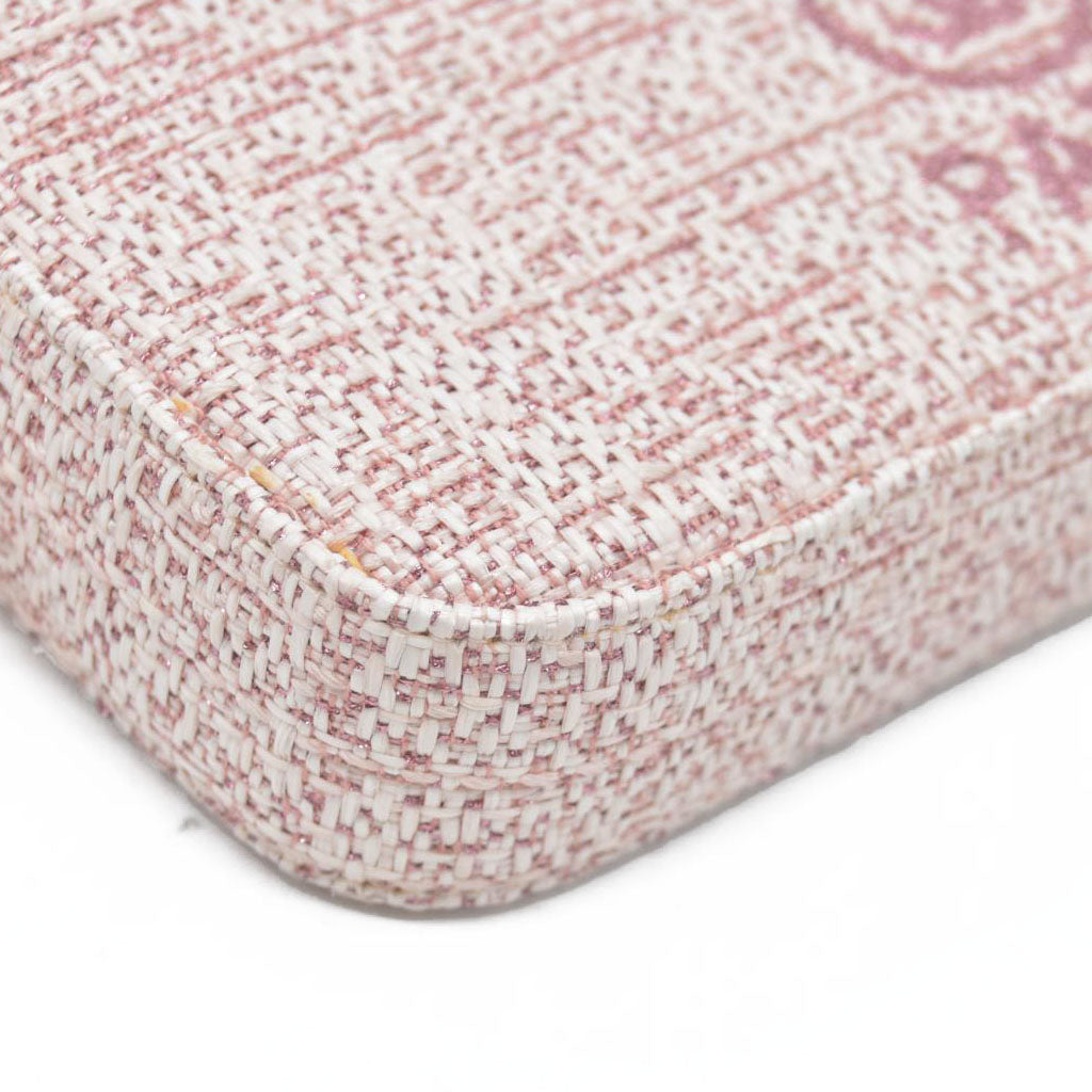 $4500 Chanel  Canvas Small Deauville Clutch With Chain Pink