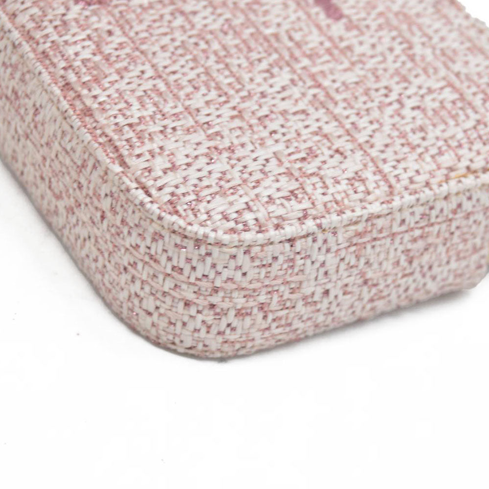 $4500 Chanel  Canvas Small Deauville Clutch With Chain Pink