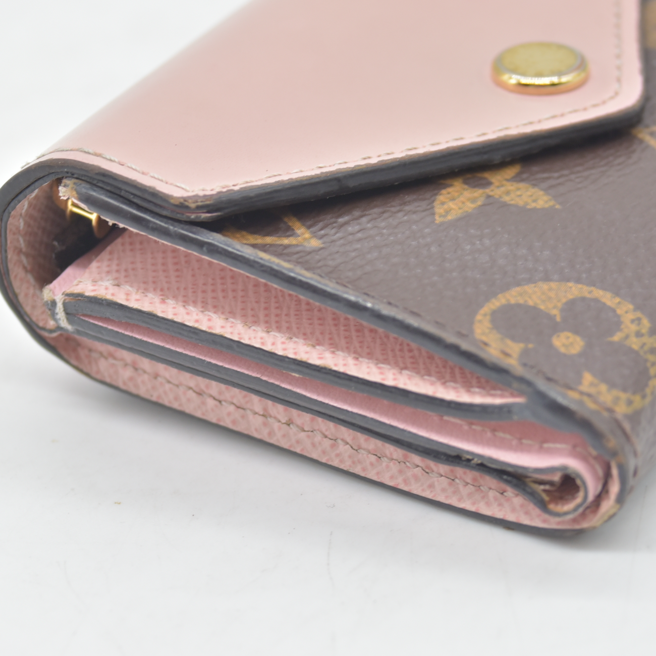 $605 2018 LOUIS VUITTON Monogram Canvas Zoe Wallet Rose Ballerine MI4108