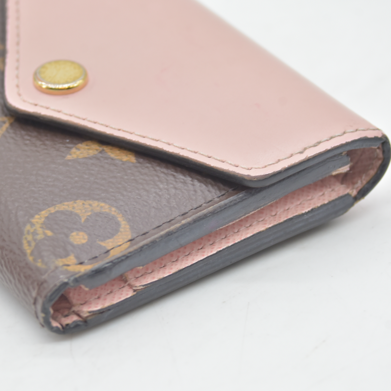 $605 2018 LOUIS VUITTON Monogram Canvas Zoe Wallet Rose Ballerine MI4108