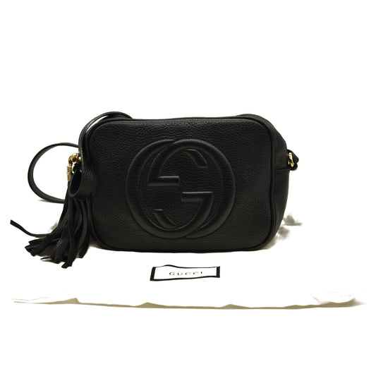 GUCCI  Pebbled Calfskin Small Soho Disco Bag Black