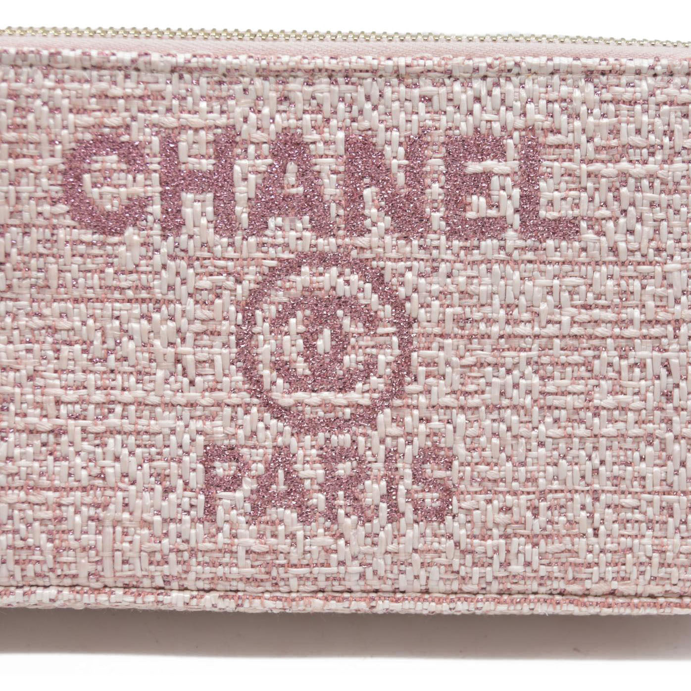 $4500 Chanel  Canvas Small Deauville Clutch With Chain Pink