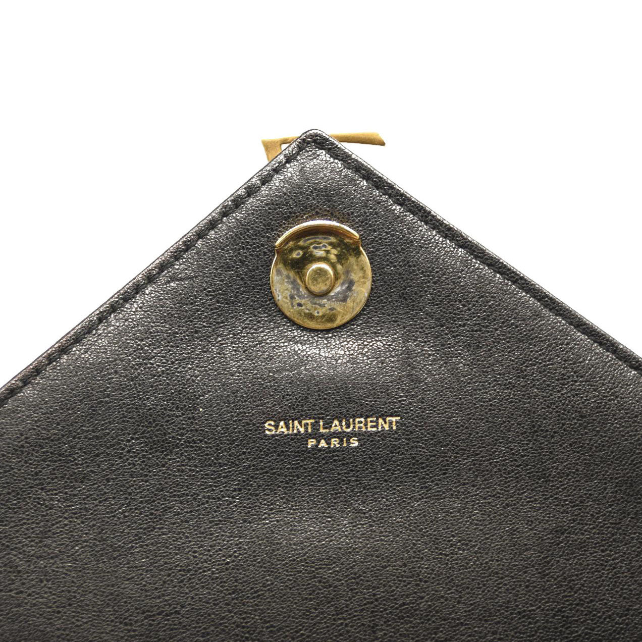 SAINT LAURENT Sheepskin Matelasse Chevron Monogram Large College Bag Black