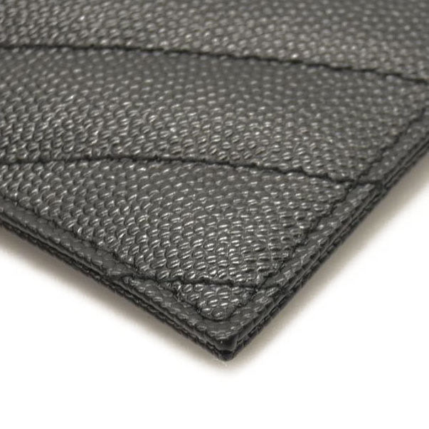 SAINT LAURENT Grain De Poudre Chevron Monogram Large Bill Pouch Black